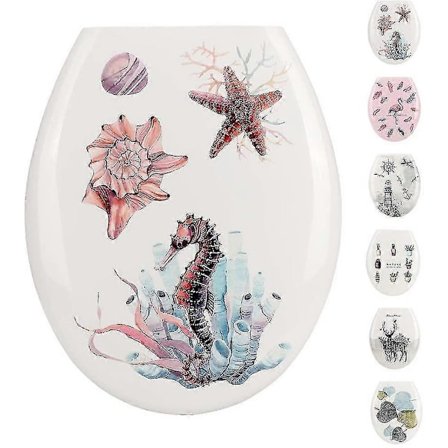 Laadukas WC-istuin, helppo asentaa, kauniilla painokuvioilla varustetut WC-istuimet