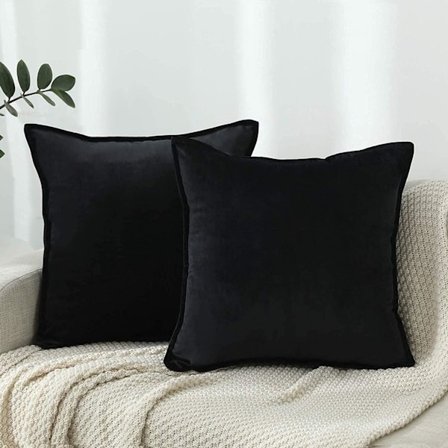 40x40 Sammetskuddöverdrag Set om 2 Dekorativa Sammetskuddöverdrag Svart Kudde för Soffa och Säng, Soffa Heminredning
