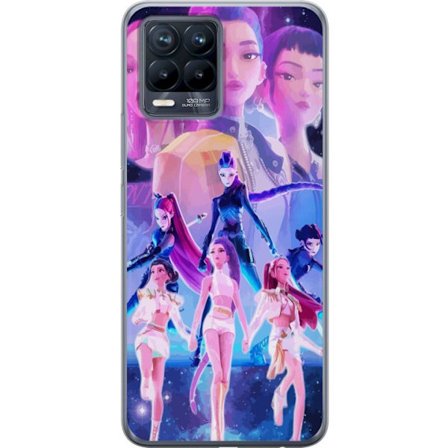 Yhteensopiva Puhelinkuori Realme 8 K-pop-inspiroinut tulevaisuutta ennakoiva tyttöryhmä neonvaloissa ja kosmisessa sci-fi-esiintymislavalla
