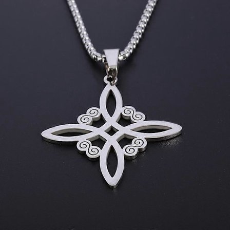 Häxknut Halsband Rostfritt Stål Magisk Knut Pagan Häxkonst Symboler Hänge Keltisk Knut Halsband Smycken Gåvor för Kvinnor