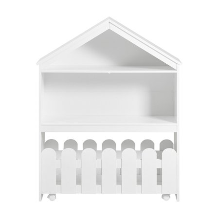 SoBuy hvid børnebogskab med hjul 90.5x30x114cm, funktionel KMB52-W