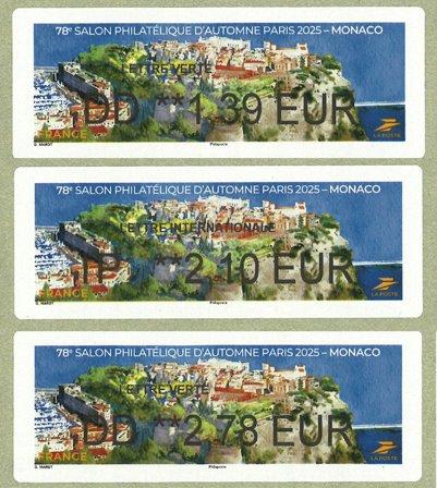 Frankrig - Frankeringsmærker Salon d'automne 2025 Monaco - Postfrisk sæt 3v