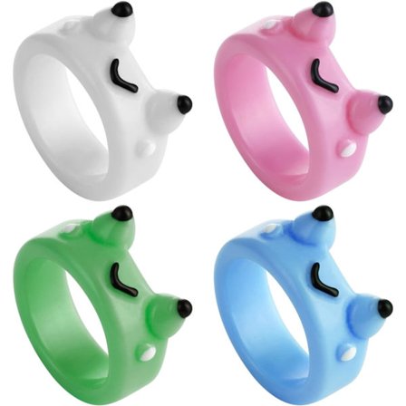 4 stk. Frø Ringe til Kvinder, Søde Akrylharpiksringe Sæt til Teenagepiger 3D Akrylringe Y2K Æstetiske Smykker Mode Sjov Ring