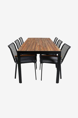 Venture Home - Matgrupp Bois med 6st matstolar Dallas - Brun - Matgrupper - Från Homeroom