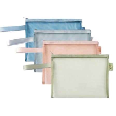 Meshveske med glidelås, lett nylon, tydelig synlig nett