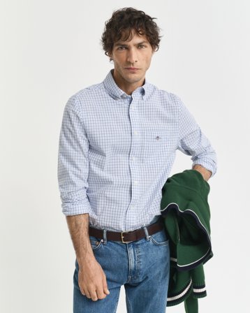 GANT Herren Regular Fit Classic Popeline Hemd mit Mikro-Karomuster (S)
