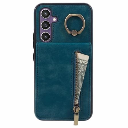 Galaxy S24 -puhelinkotelo, jalusta, korttikotelo – sininen