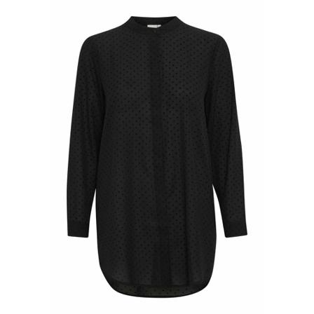 Ichi Cellani flock long shirt black - Ichi - Sort, 36 Sort, Dame Tunika, Størrelse: 2XL