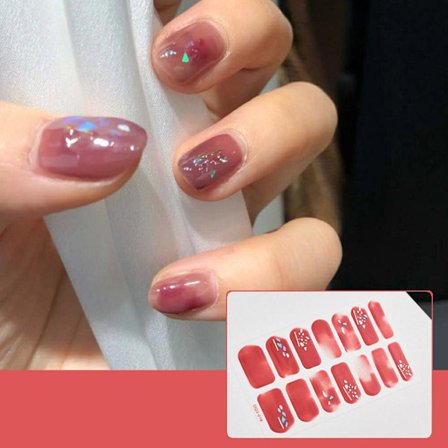 Gel Nagel Klistermärken Hela Nagelomslag Semi Härdade Gel Nagellack Strips Glitter ST