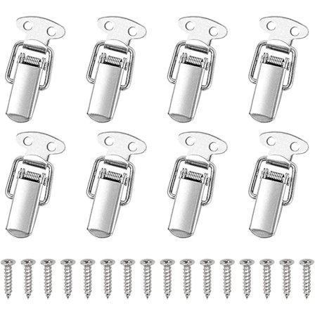 8 stk. Lås Metal Skiftelukning Låsearm Fjeder Med Rustfrit Stål Krog Fjeder Til Bagagerum Lås Værktøj Sølv Vippearm Med Skruer - 25 X 70mm