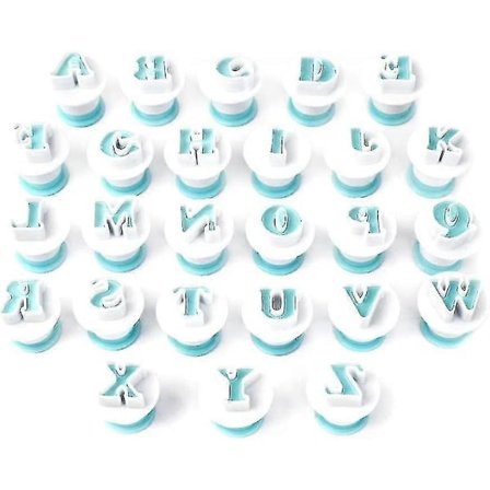 Bogstavsudstikker til Fondant - Bogstav Fondant Udstikker Bagetilbehør - Alfabet Kage Dekoration Bagetilbehør Sæt Udskyder Stempel Bisc [DB]