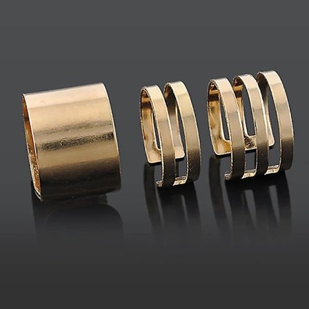 RYI-3-pack Mode Öppna Ringar Midi Finger Knuckle Stack Ringar Berlocker Julklapp Guld