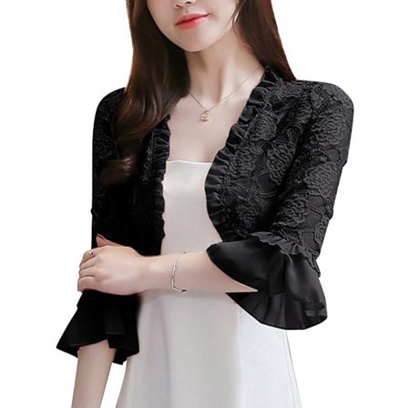 Damsjal med rund krage med slät blomspets som presenter till tjejer