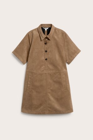 Kappahl | Kort kjole i imitert semsket skinn Brun L | Brun