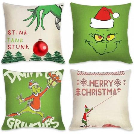 Joulu tyynynpäälliset 45x45cm 4 kpl joulukoristeisiin vihreä Buffalo Plaid Grinch joulu tyynyt talvi loma Thr