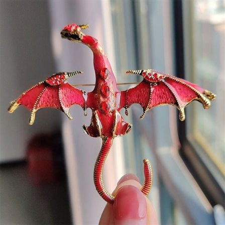 Emalj drakebroscher Strassbroschnålar RÖD B B