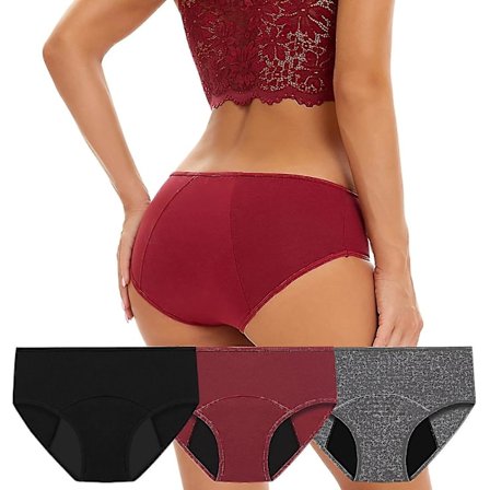 3 st Mens trosor, Mens trosor Rikligt Flöde, Kvinnor Vattenabsorberande Utan Läcka Fysiologiska Underkläder