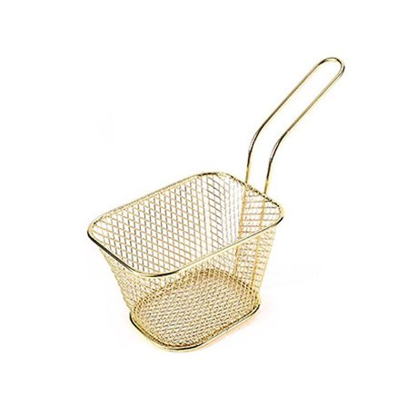 2 stk. Mini firkantede pommes frites kurver 19*7.5*6.5cm Steking pommes frites kurver pommes frites skrivebord kjøkken matlagingsverktøy(gull)