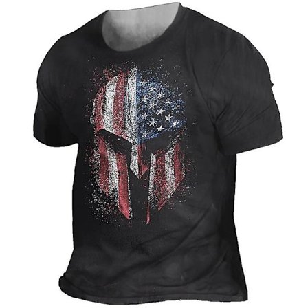 Vintage T-shirts för män 3d Vinking printed Street Retro Sparta Kortärmade Hip Hop-tröjor Oversized t-shirt Man Lösa kläder Z