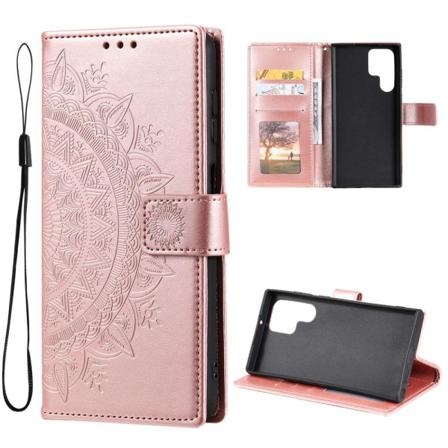Samsung S22 Ultra Mandala Plånboksfodral - Roséguld Rosa Guld