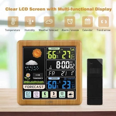 Professionel trådløs indendørs udendørs vejrstation farverig termometer hygrometer med LCD digital barometer
