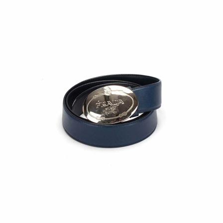 Prada Vintage, Pre-owned Saffiano Logo Belt Blauw, Dames, Maat:ONE Size