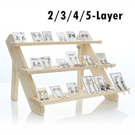 Ørepyntstativ i tre - Display - Smykkerack - Lagdelt oppbevaring