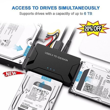 Zilkee Ultra Recovery Converter USB 3.0 - Sata/ide kiintolevykaapelin levysovitin Eu Plug - Perfet