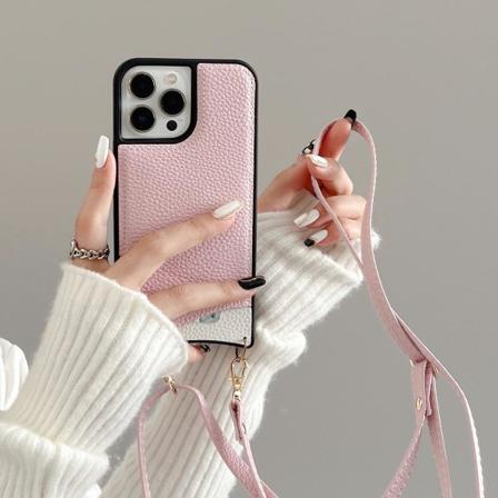 Läderfodral För Iphone11promax Rosa Stjärna Med Diagonal Sno