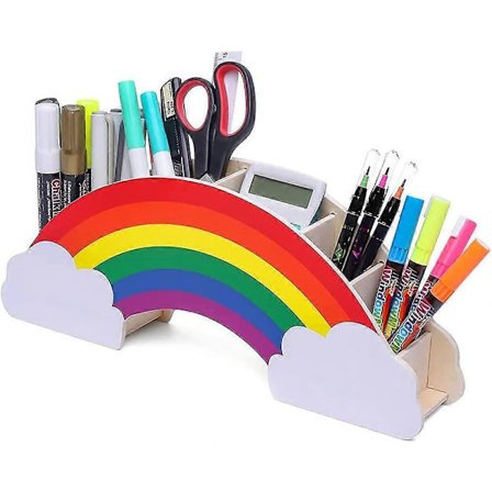 Rainbow Pen Holder, Organizer Pen Cup, Pen Storage Rack, Creative Rainbow Shape, Wood, for Office, School, Home Accessories