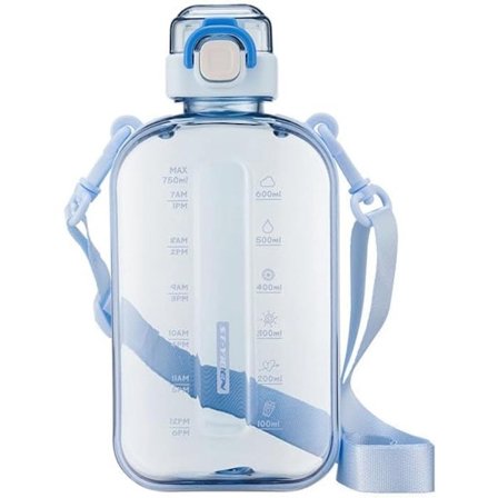 24 oz BPA-fri firkantet vannflaske - Lekkasjesikker slank reiseflaske for håndveske i sportblå