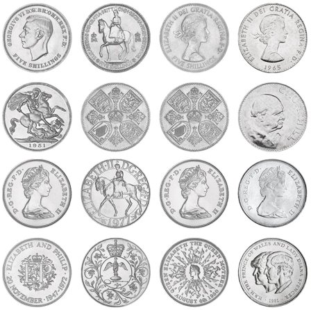 Storbritannien - 1951-1981 - Kongelig samling - 8 mønter i et skrin