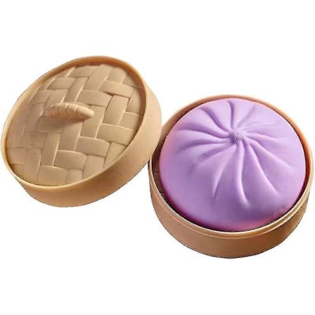 Myk Dumpling Squishy, Dampede Boller Squishys Med Bambus Steamer (1 stk, Khaki)-jie-jie