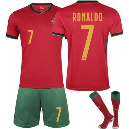 Portugal UEFA Europa League hjemmefotballdrakt nummer 7 Ronaldo siste fotballdrakter for voksne for den nye sesong 4 Kids 22(120-130cm)