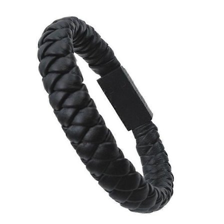 Bærbart Flettet Mini Type-C Micro USB-Opladningsarmbånd i Kunstlæder_Overraskelse Micro USB