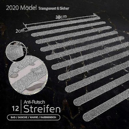 Luana Rose Anti-halk Strips för Badkar Dusch - Transparent Självhäftande - Premium Anti Halk Badkar Klistermärken Set - Dusch Stickers För