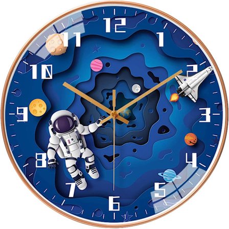 12 tuuman hiljainen seinäkello lapsille, ei tikitystä, pyöreä Ch