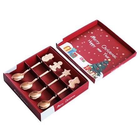 Gaveeske Rose gull Kaffeskje i rustfritt stål Kreativ Høy kvalitet bestikk Dessert kakeskje Juleskje A