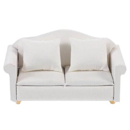 Sæt med smuk enkeltsofa, kreativ miniature sofa, praktisk dukkehussofa (13,5X7,2X6,4CM, hvid)