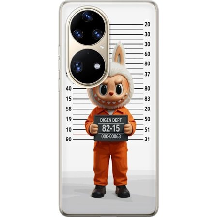 Yhteensopiva Puhelinkuori Huawei Huawei P50 Pro Söpö piirretty pupuhahmo vankilavaatteissa ja vankinumerolla taustana mittamerkinnät