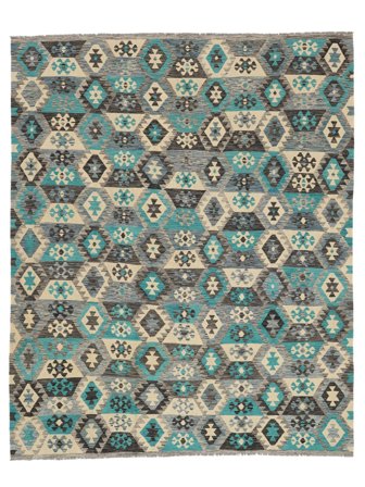 Kilim Afghan Old Style Rug 251X306 Dark Green/Black Large Wool, Afghanistan