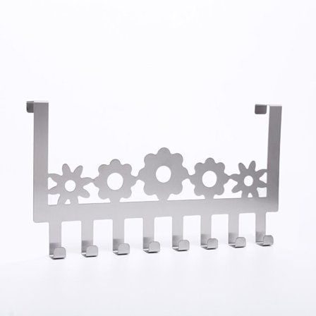 Et stykke blomsterdørkrog i rustfrit stål, sømløs og slagfri stuekøkken dørkrog frakkeholder opbevaringsstativ