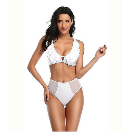 Sexet Dobbelt Blinkende Mesh Ensfarvet Bikini