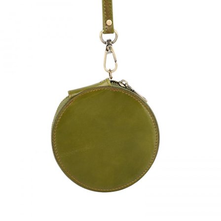 1 st grön myntbörs supermjuk slitstarkt kohud litet runt