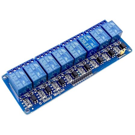 8-kanavainen 5 V:n relemoduuli optoerottimella Raspberry Pi:lle ja Arduinoon, 1 kpl, sininen (FMY)