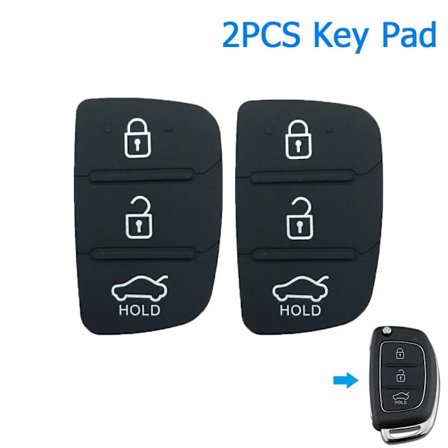 2 STK. Til Hyundai Santa Fe ix45 ix35 i20 i30 3-knaps bil fjernbetjening nøgle fob etui skal dæk gummi puder reparationssæt