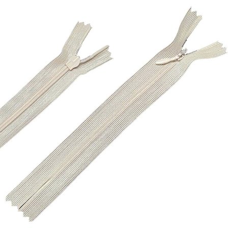 10 st 24 tum äkta siden osynlig syblixtlås i bulk, beige spiral stängda blixtlås för skräddarsydda sömnadsarbeten