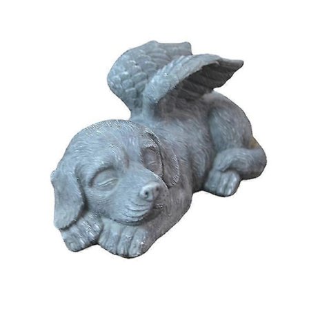 Enkeli Lemmikin Muistopatsas Koira Siivillä Figuurikoristeet (1 kpl, Harmaa)