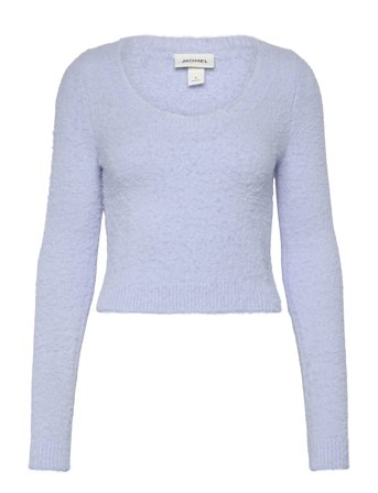 Monki Fluffy Knitted Boat Neck Sweater - Blue - M