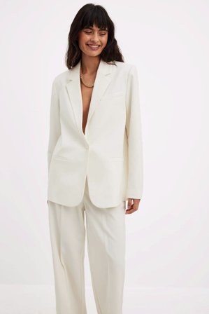 NA-KD Blazer droit - Tenue de bureau - Blanc - EU 44